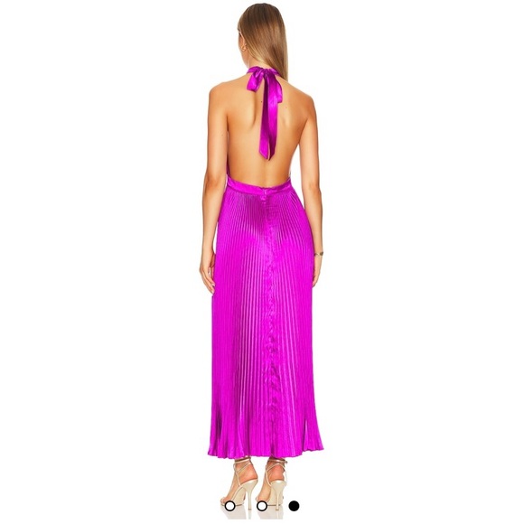 NWT REVOLVE L’idee Renaissance pleated halter gown in magenta / purple / grape 4 - Picture 10 of 11